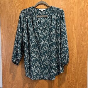 Chic Teal Floral Blouse